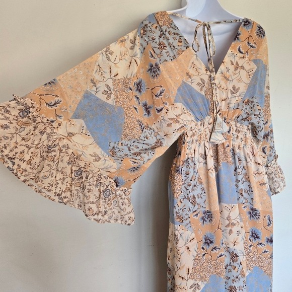 Dress Forum Floral Patchwork Boho Maxi Dress Size S Flowy Romantic Fall Festival - Picture 8 of 15